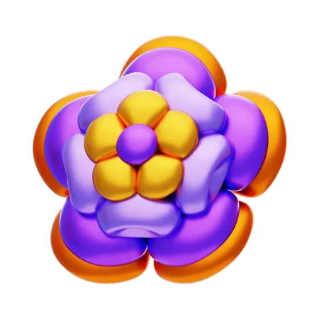 Flower Shape Has Purple Petals  3D Icon