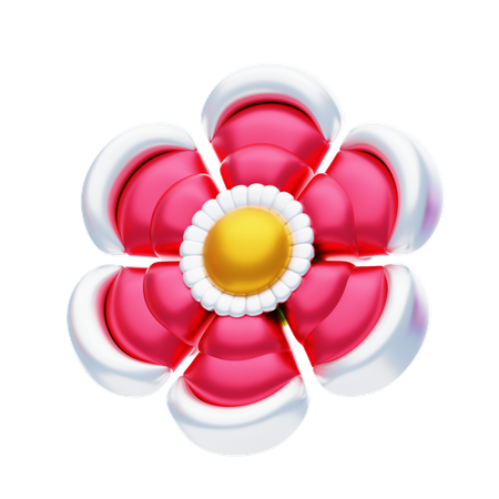 Flower Shape Has Six Pink Petals  3D Icon