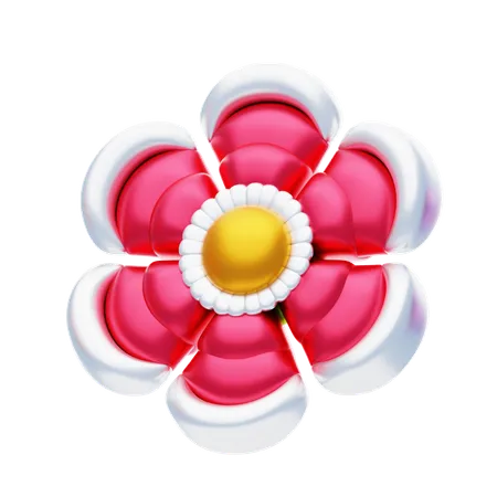 Flower Shape Has Six Pink Petals  3D Icon