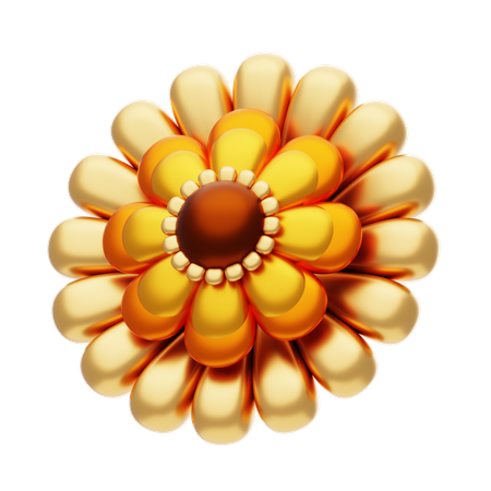 Flower Shape Orange Has Many Petals  3D Icon