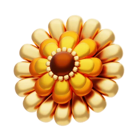 Flower Shape Orange Has Many Petals  3D Icon