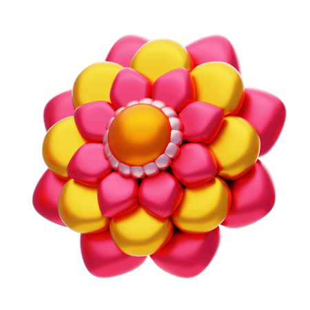 Flower Shapes Has Yellow And Pink Petals  3D Icon
