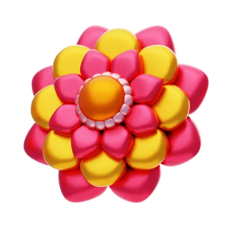 Flower Shapes Has Yellow And Pink Petals  3D Icon