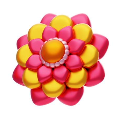 Flower Shapes Has Yellow And Pink Petals  3D Icon