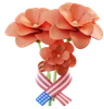 Flower With American Flag Ribbon