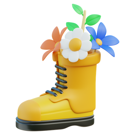 Flower with Boot  3D Icon