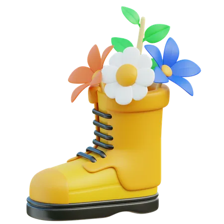 Flower with Boot  3D Icon