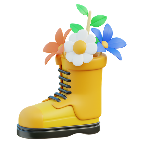 Flower with Boot  3D Icon