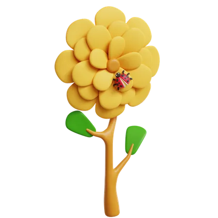 Flower With Lady Bug  3D Icon