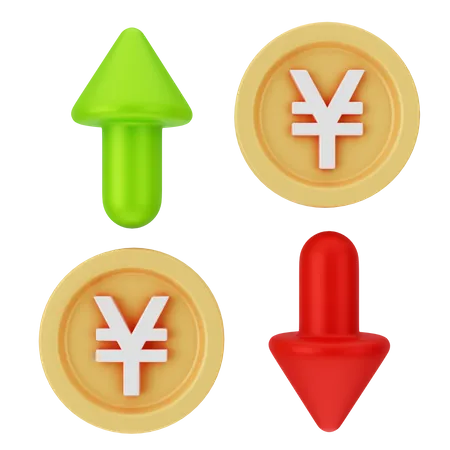Fluctuación del yen  3D Icon