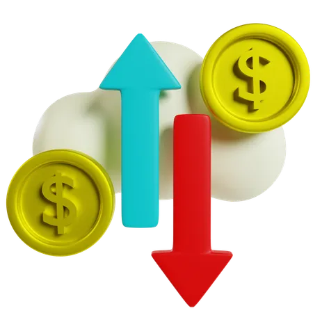 Fluctuaciones financieras corporativas  3D Icon