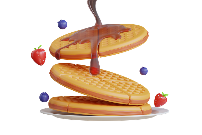 Fluffiger Pfannkuchen mit Honigbutter-Topping  3D Icon