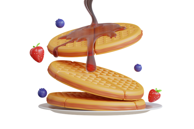 Fluffy Pancake With Honey Butter Toppings  3D Icon