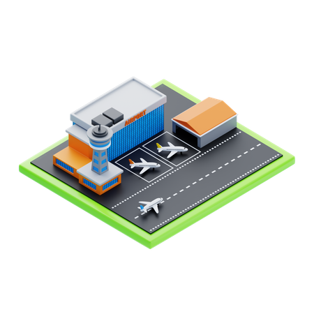Flughafen mit Flugzeugen  3D Icon