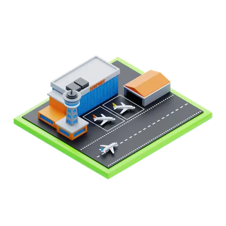 Flughafen mit Flugzeugen  3D Icon