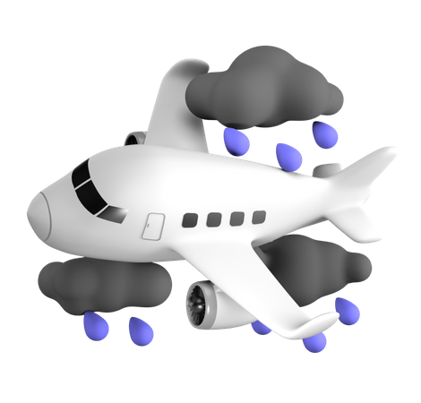 Flugzeug bei Regenwetter  3D Icon