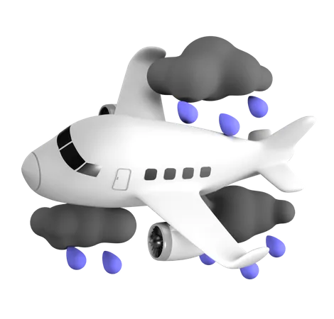 Flugzeug bei Regenwetter  3D Icon