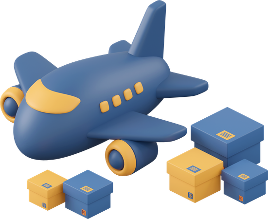 Flugzeug mit Paketkasten  3D Icon