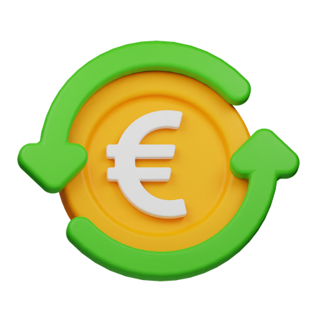 Flujo de monedas de euro  3D Icon