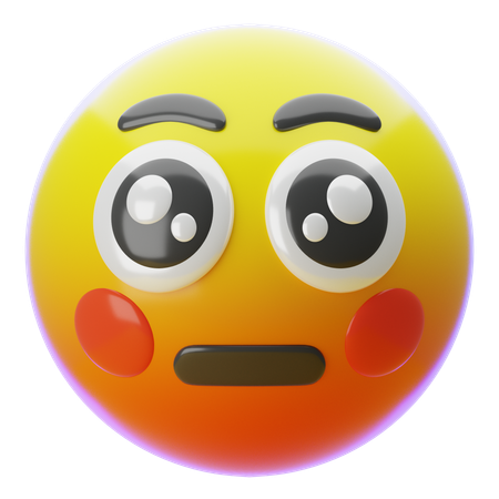 얼굴이 붉어지는 이모티콘  3D Icon