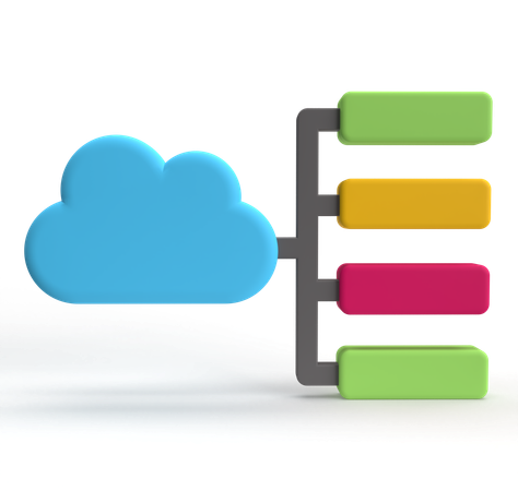 Flux de travail cloud  3D Icon