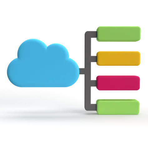 Flux de travail cloud  3D Icon