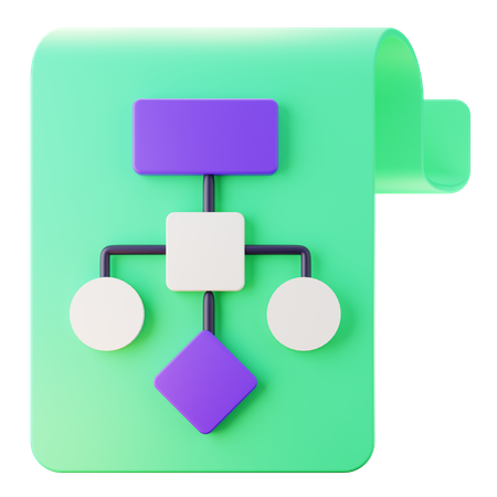 Fluxograma colorido para representação visual  3D Icon