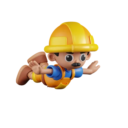 Flying Builder  3D Illustration