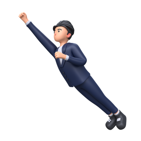 Flying Businessman  3D Illustration