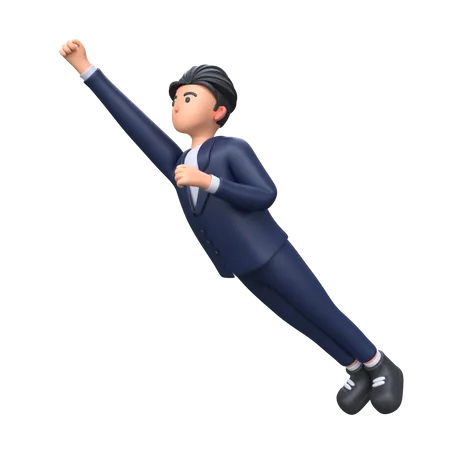 Flying Businessman  3D Illustration