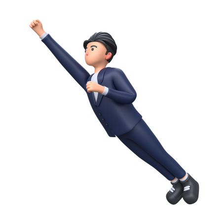 Flying Businessman 3D Illustration