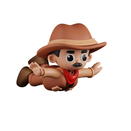 Flying Cowboy  3D Illustration