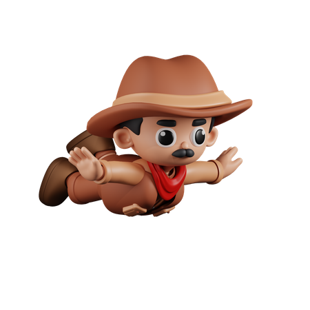 Flying Cowboy  3D Illustration