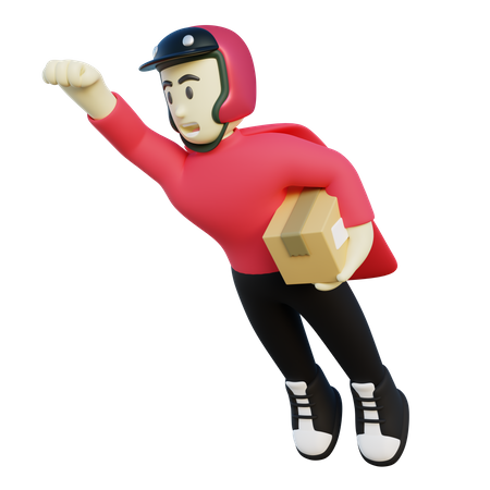 Flying Deliveryman  3D Illustration