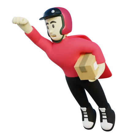 Flying Deliveryman  3D Illustration