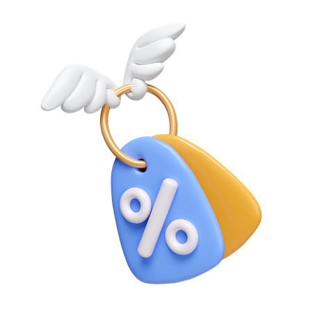 Flying Discount Coupon 3D Icon