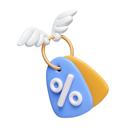 Flying Discount Coupon 3D Icon