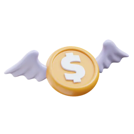 Flying Dollar Coin  3D Icon