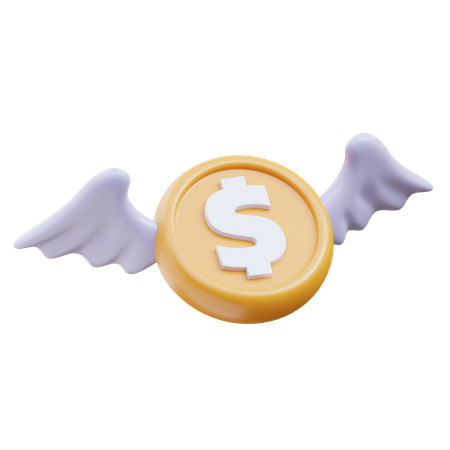 Flying Dollar Coin  3D Icon
