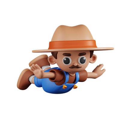 Flying Farmer  3D Illustration