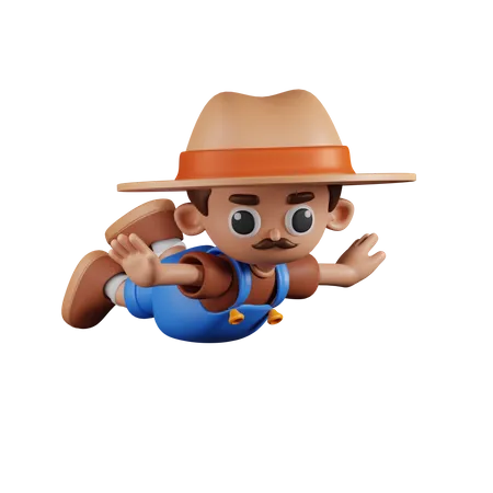 Flying Farmer  3D Illustration