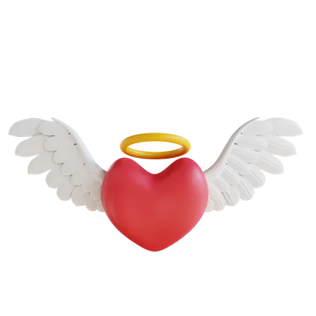 3 D Illustration Love With Angel Wings 3D Icon
