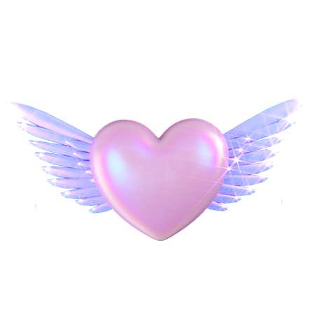 Flying Heart Holographic  3D Icon