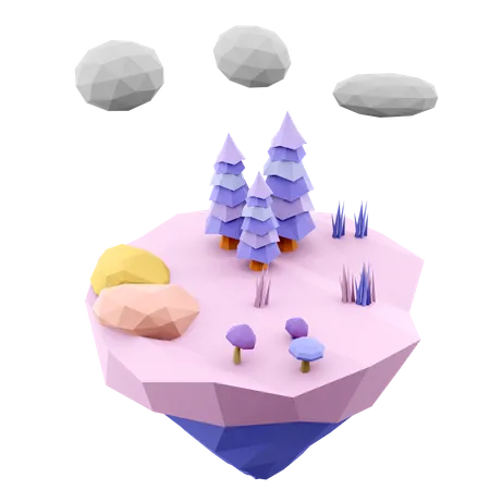 Flying Island  3D Icon