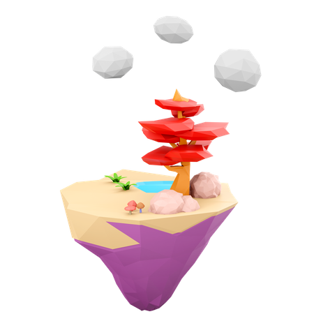 Flying Land  3D Icon