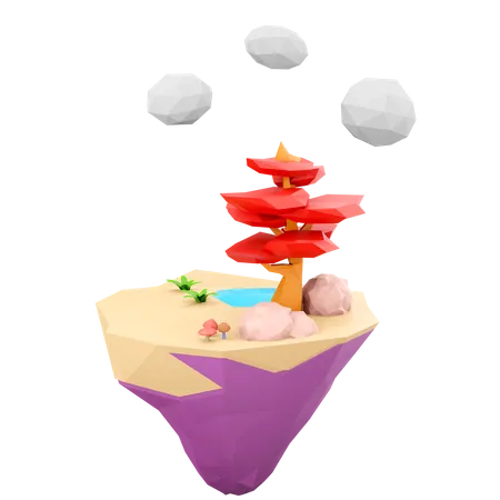 Flying Land  3D Icon