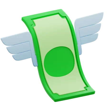 Flying Paper Money With White Wings 3 D Illustration Concept Of Financial Loss Spending Banking Loan Payment 3D Icon