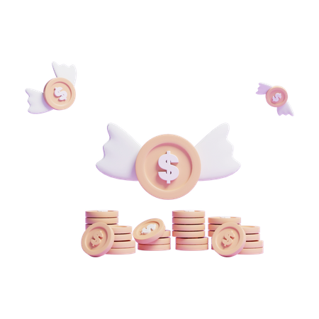 Flying Money  3D Icon