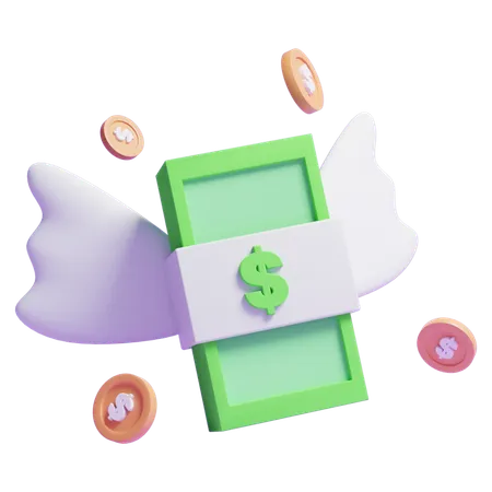 Flying Money  3D Icon