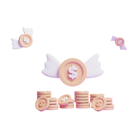 Flying Money  3D Icon